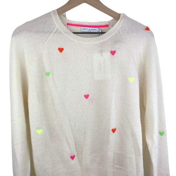 NWT Scott & Scott London Mini Multi-Colored Hearts Sweater M - Picture 11 of 11